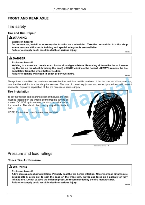New Holland T9.450, T9.505, T9.560, T9.615, T9.670 Tier 2 Tractor Operation and Maintenance Manual 84562250-4