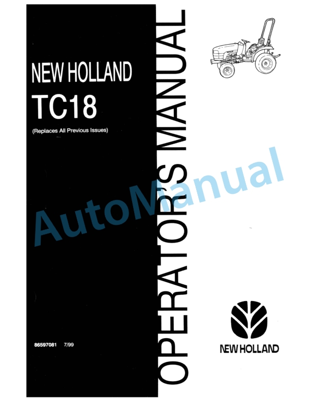 New Holland TC18 Operation and Maintenance Manual 86597081