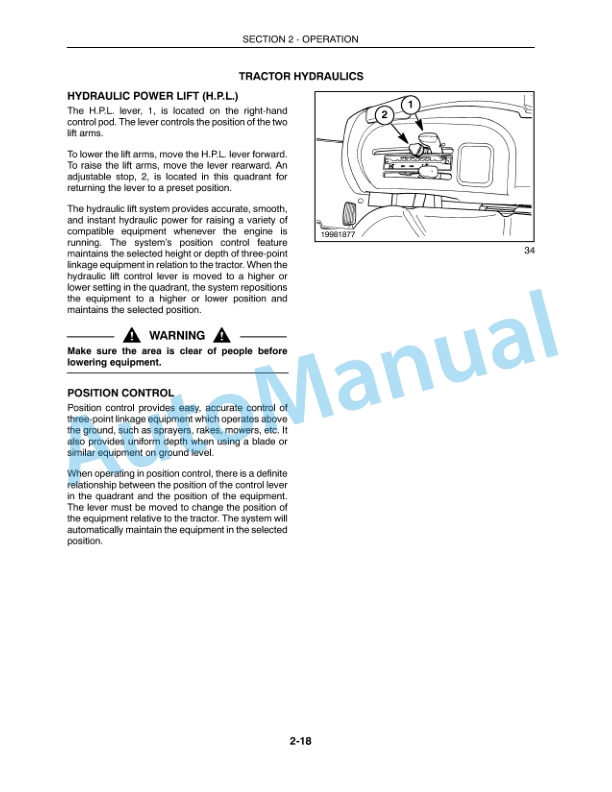 New Holland TC18 Operation and Maintenance Manual 86837071-3