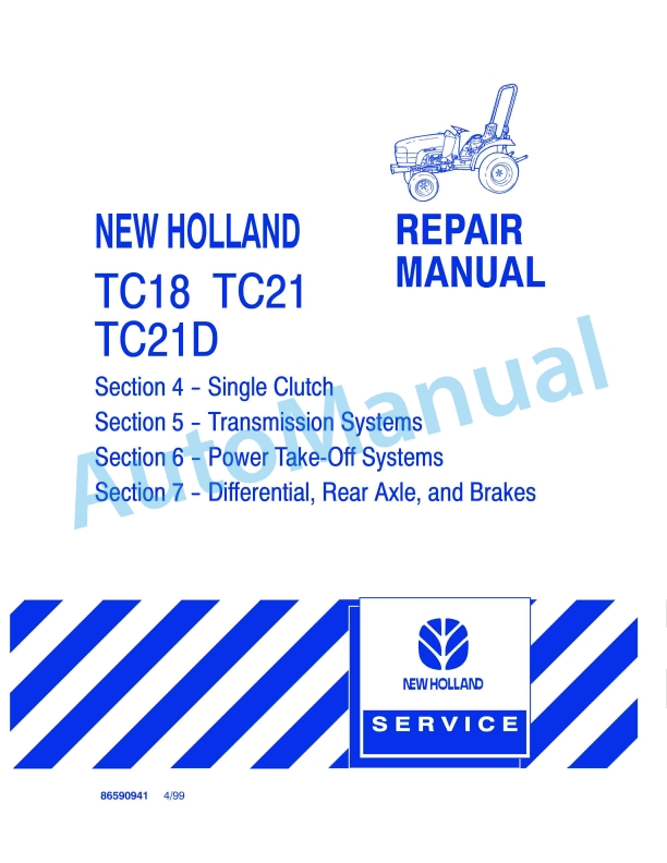 New Holland TC18, TC21, TC21D Repair Manual 86590941