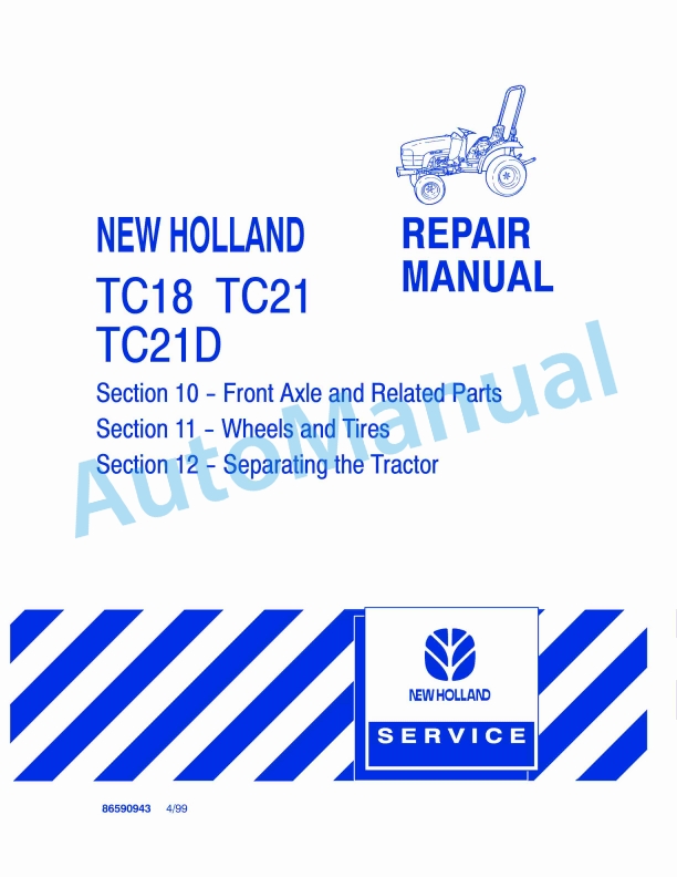 New Holland TC18, TC21, TC21D Repair Manual 86590943