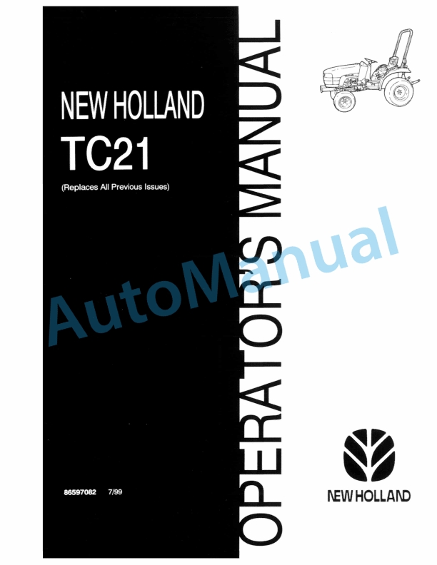New Holland TC21 Operation and Maintenance Manual 86597082