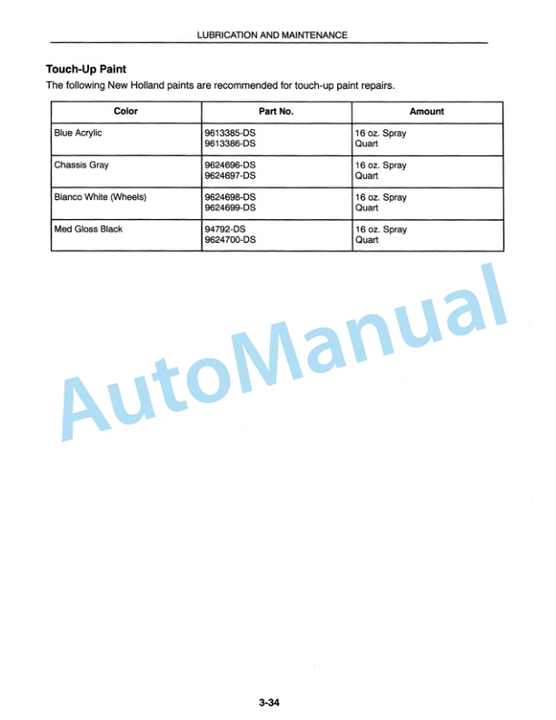 New Holland TC21 Operation and Maintenance Manual 86597082-5