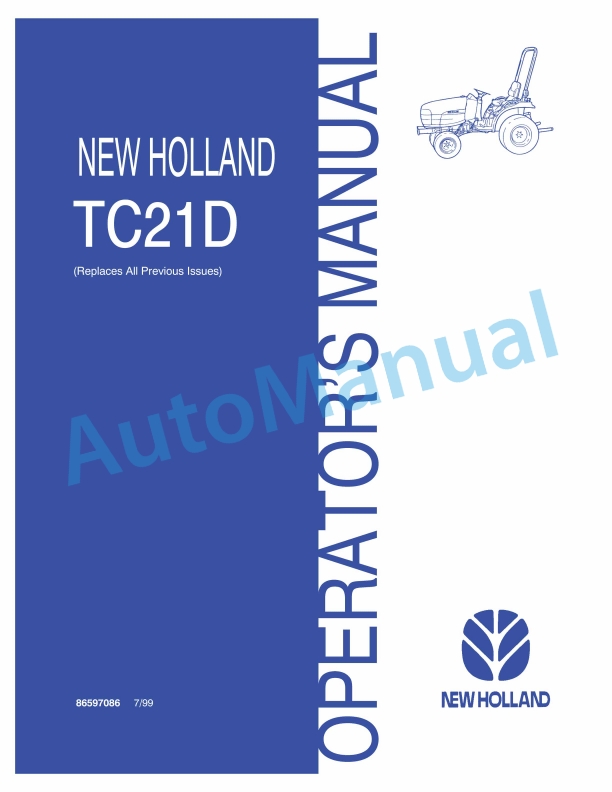 New Holland TC21D Operation and Maintenance Manual 86597086