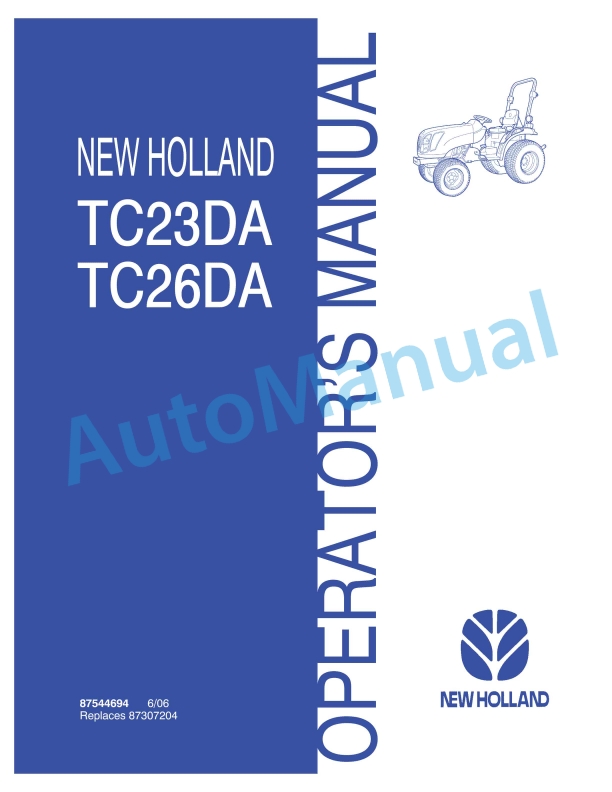 New Holland TC23DA, TC26DA Tractor Operation and Maintenance Manual 87544694