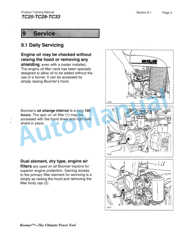 New Holland TC25, TC29, TC33 Feature and Source II Compairison Product Manual 86591816-4