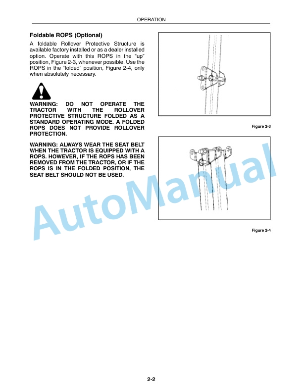New Holland TC25, TC29, TC33 Operation and Maintenance Manual 86588004-2