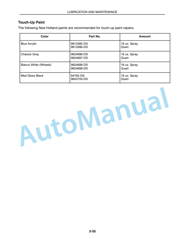 New Holland TC25, TC29, TC33 Operation and Maintenance Manual 86588004-5