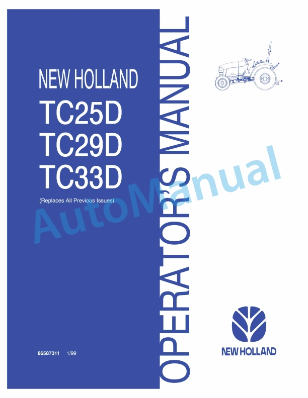 New Holland TC25D, TC29D, TC33D Operation and Maintenance Manual 86587311