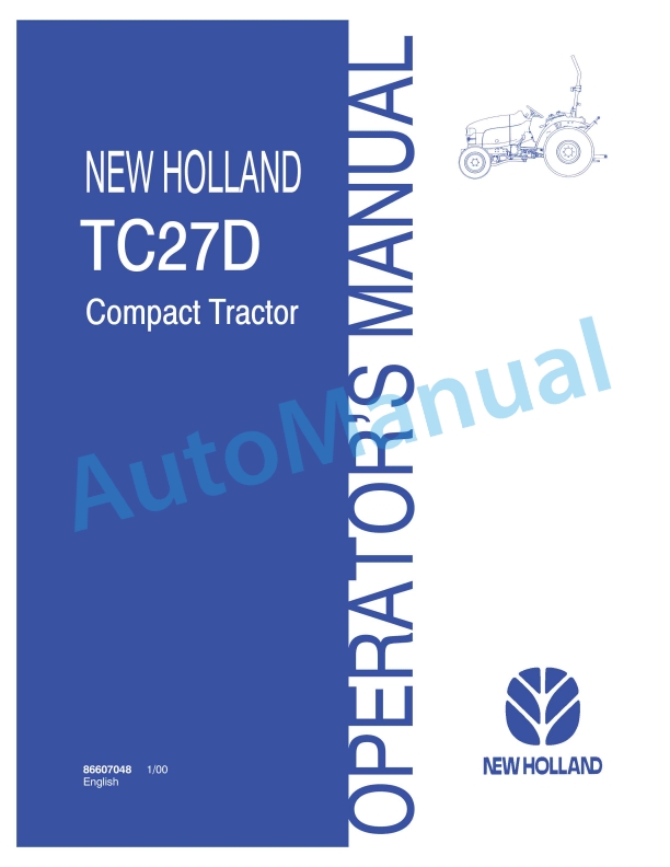 New Holland TC27D Compact Tractor Operation and Maintenance Manual 86607048