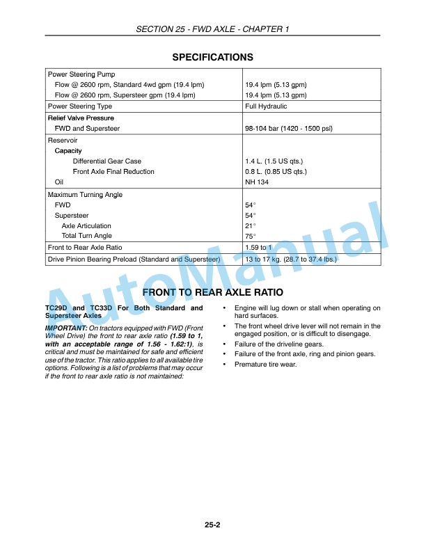 New Holland TC29D, TC33D Tractor Repair Manual 87036757-5