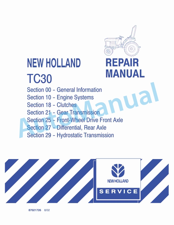 New Holland TC30 Tractor Repair Manual 87021726