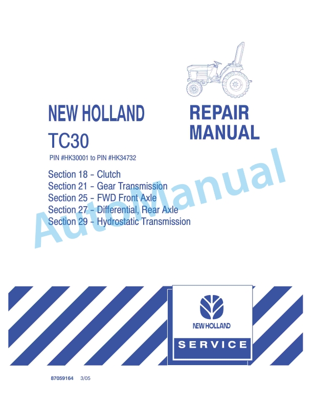 New Holland TC30 Tractor Repair Manual 87059164