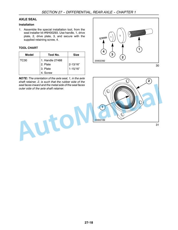 New Holland TC30 Tractor Repair Manual 87059164-4