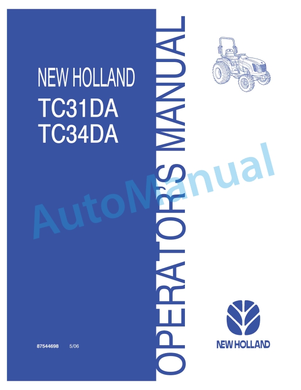 New Holland TC31DA, TC34DA Tractor Operation and Maintenance Manual 87544698
