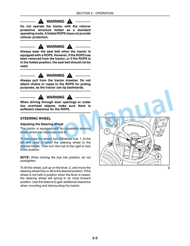 New Holland TC31DA, TC34DA Tractor Operation and Maintenance Manual 87544698-2