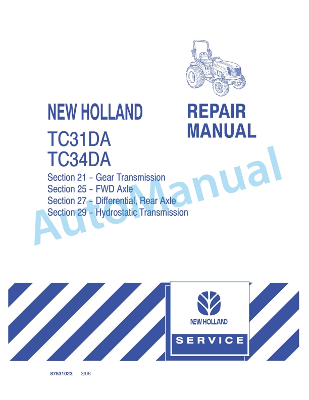 New Holland TC31DA, TC34DA Tractor Repair Manual 87531023