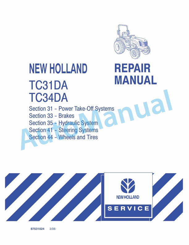 New Holland TC31DA, TC34DA Tractor Repair Manual 87531024