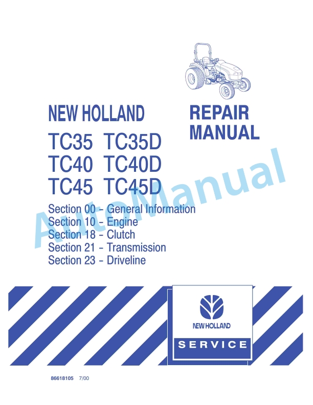 New Holland TC35, TC35D, TC40, TC40D, TC45, TC45D Competitive Comparison Repair Manual 86618105