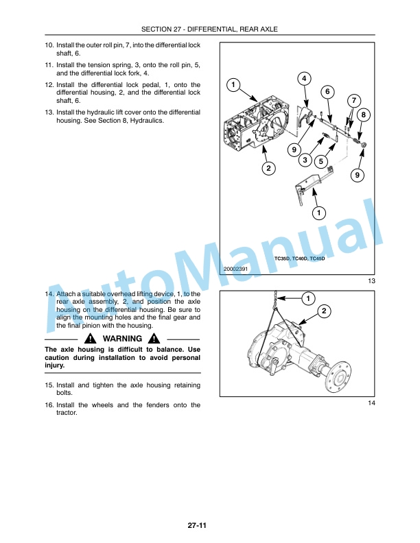New Holland TC35, TC35D, TC40, TC40D, TC45, TC45D Competitive Comparison Repair Manual 86618106-2