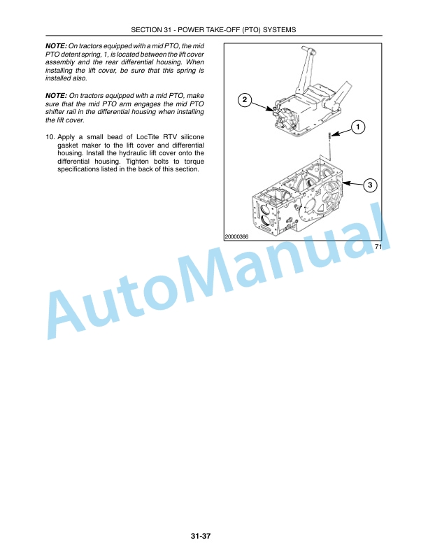 New Holland TC35, TC35D, TC40, TC40D, TC45, TC45D Competitive Comparison Repair Manual 86618106-4