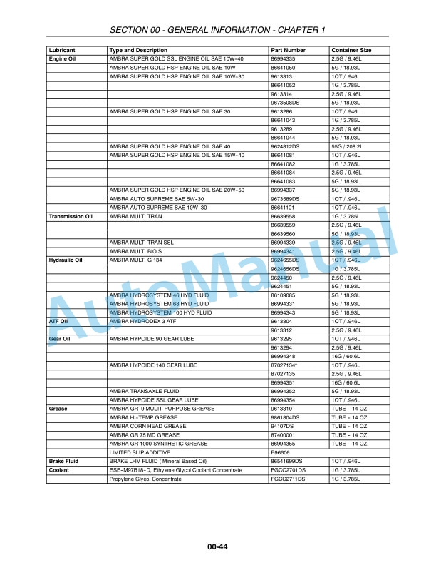 New Holland TC35A, TC35DA, TC40A, TC40DA, TC45A, TC45DA Tractor Repair Manual 87054260-2