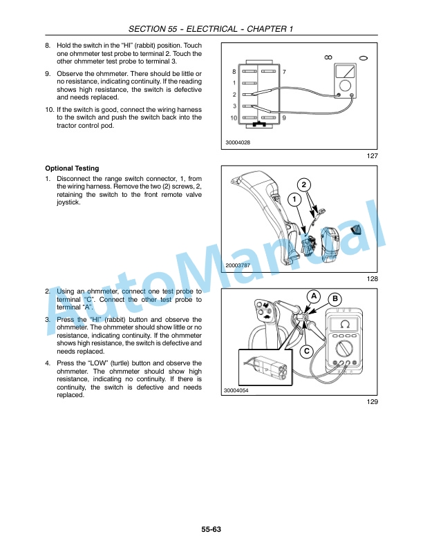 New Holland TC35A, TC35DA, TC40A, TC40DA, TC45A, TC45DA Tractor Repair Manual 87056433-3