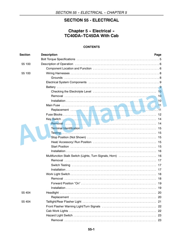 New Holland TC35A, TC35DA, TC40A, TC40DA, TC45A, TC45DA Tractor Repair Manual 87618715-2