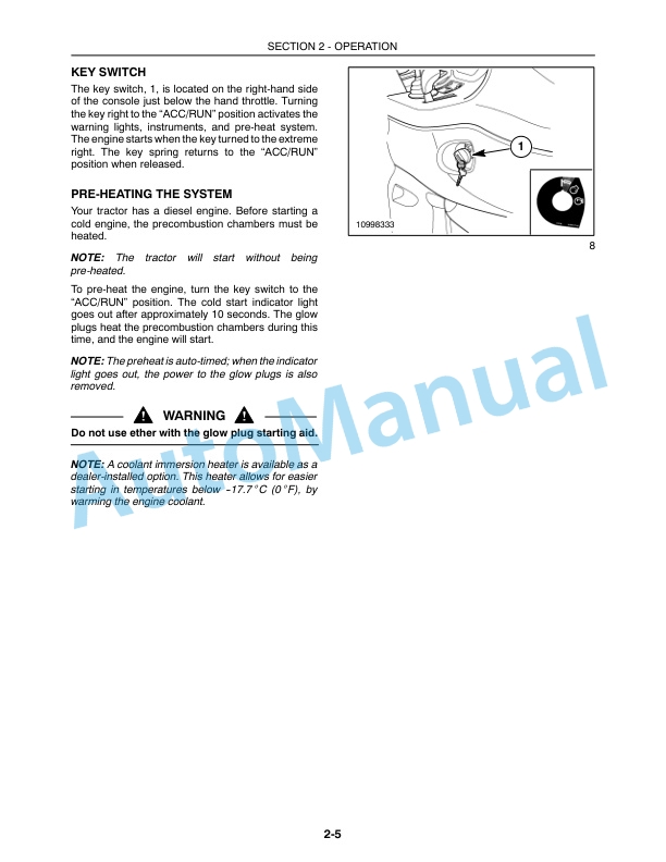 New Holland TC35A, TC40A, TC45A Tractor Operation and Maintenance Manual 87319782-2