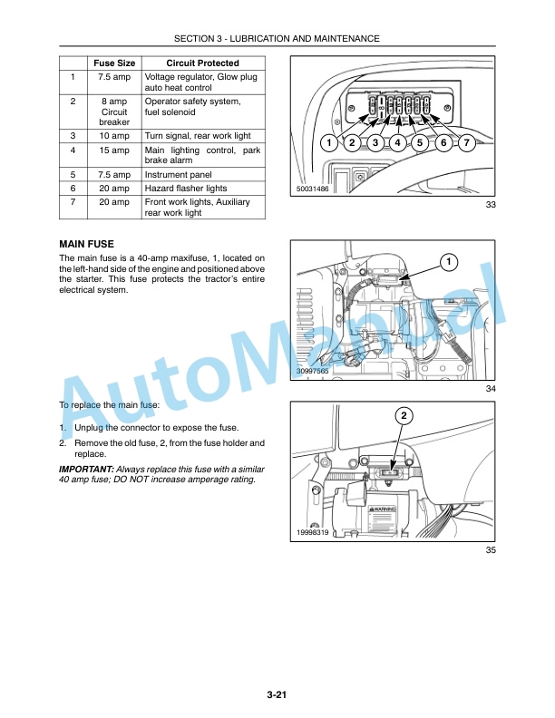 New Holland TC35A, TC40A, TC45A Tractor Operation and Maintenance Manual 87319782-4