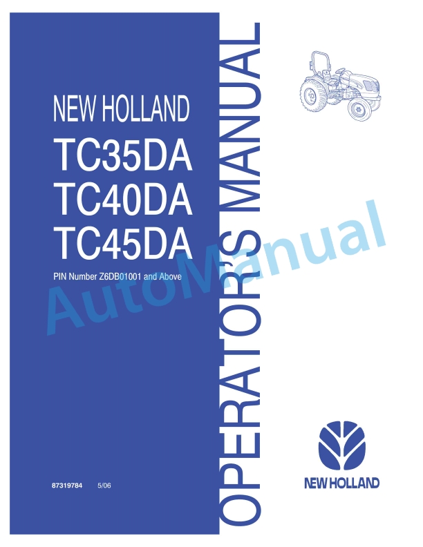 New Holland TC35DA, TC40DA, TC45DA Tractor Operation and Maintenance Manual 87319784