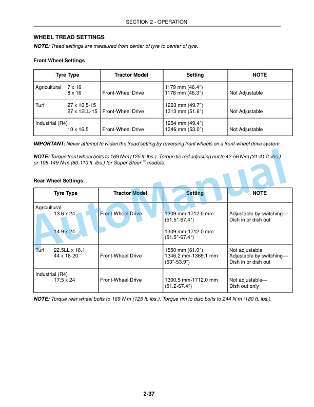 New Holland TC40D, TC50D Tractor Operation and Maintenance Manual 86627597-3