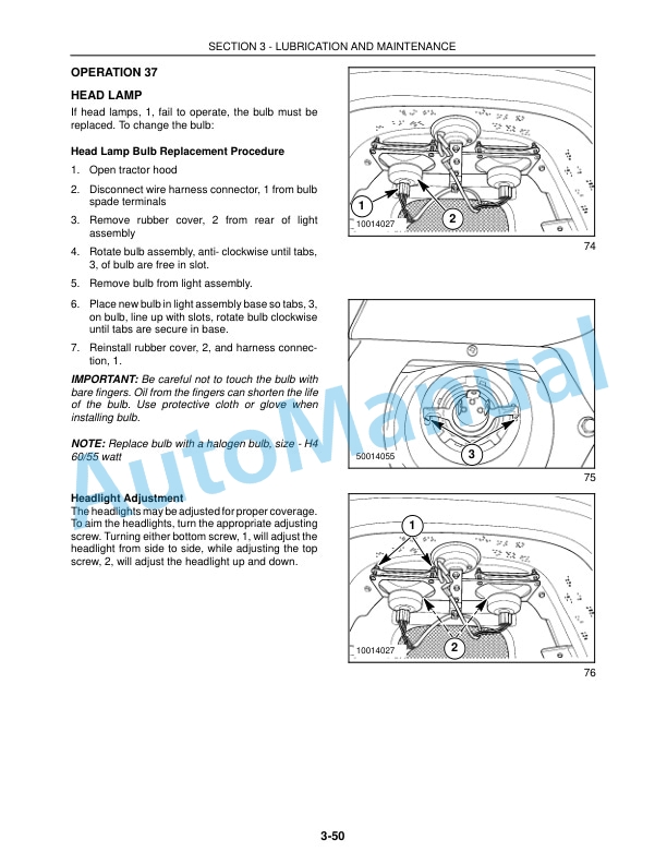 New Holland TC40D, TC50D Tractor Operation and Maintenance Manual 86627597-5