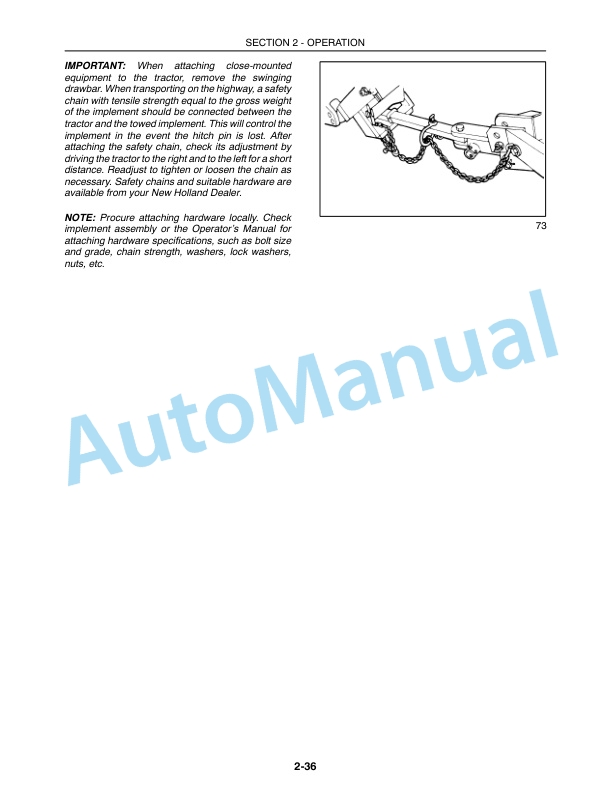 New Holland TC40DA, TC45DA Tractor Operation and Maintenance Manual 87304231-3