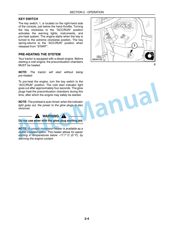 New Holland TC40DA, TC50DA With Cab Tractor Operation and Maintenance Manual 87370194-2