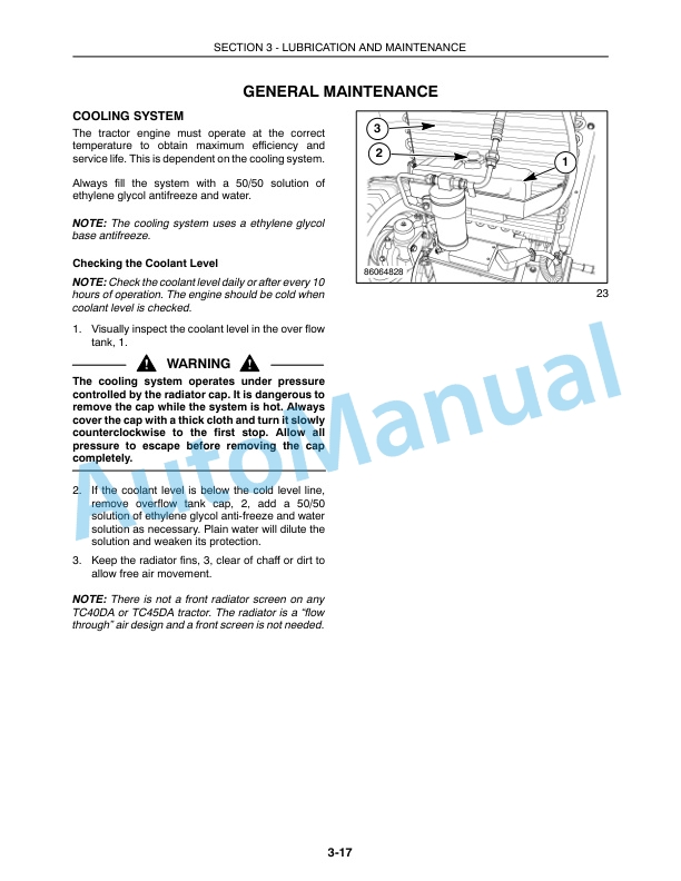 New Holland TC40DA, TC50DA With Cab Tractor Operation and Maintenance Manual 87370194-4