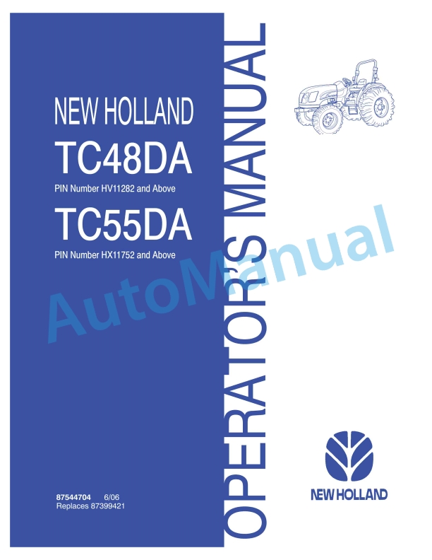 New Holland TC48DA, TC55DA Tractor Operation and Maintenance Manual 87544704