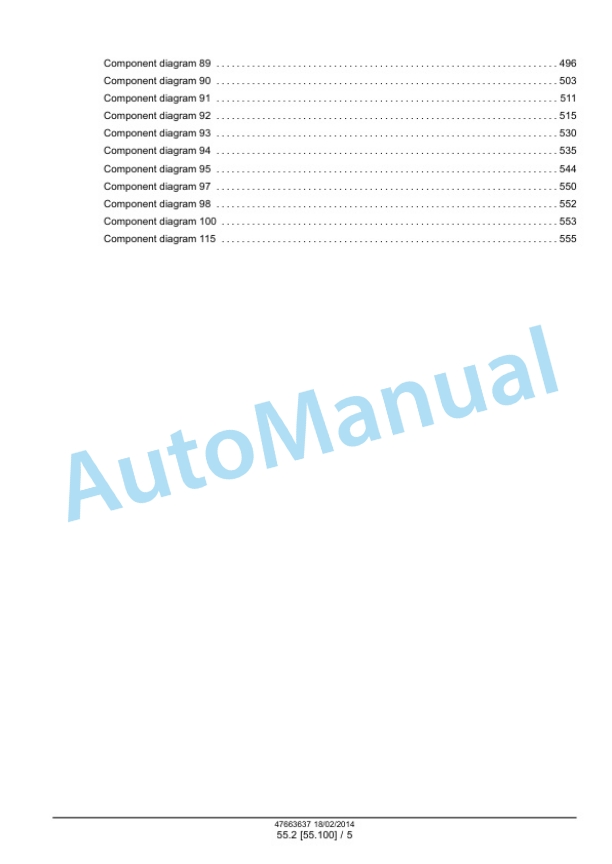 Alternative view of New Holland TC5060, TC5070, TC5080 Combine Service Manual 47663637