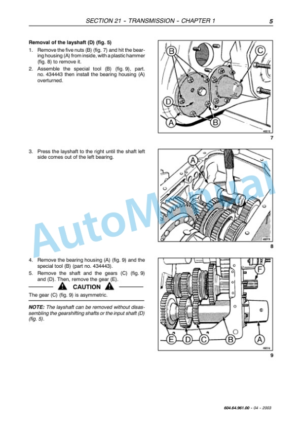 Alternative view of New Holland TC54, TC56, AL59 Combine Repair Manual 6046496100