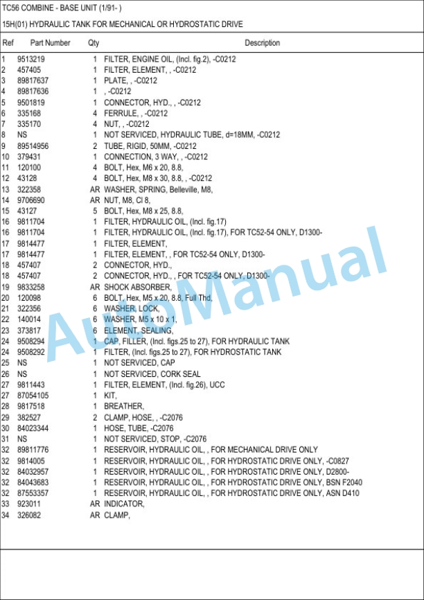 New Holland TC56 Combine Parts Catalogue-3