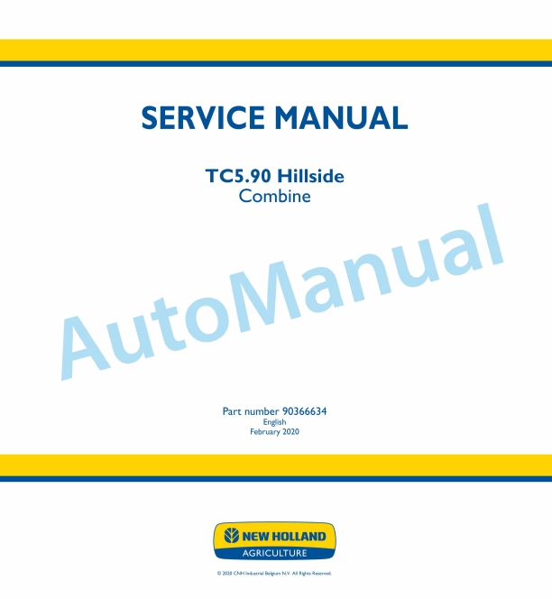 New Holland TC5.90 Hillside Combine Service Manual 90366634