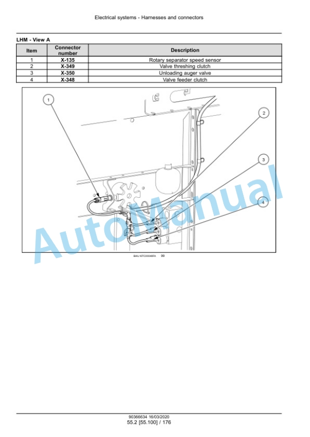 Alternative view of New Holland TC5.90 Hillside Combine Service Manual 90366634