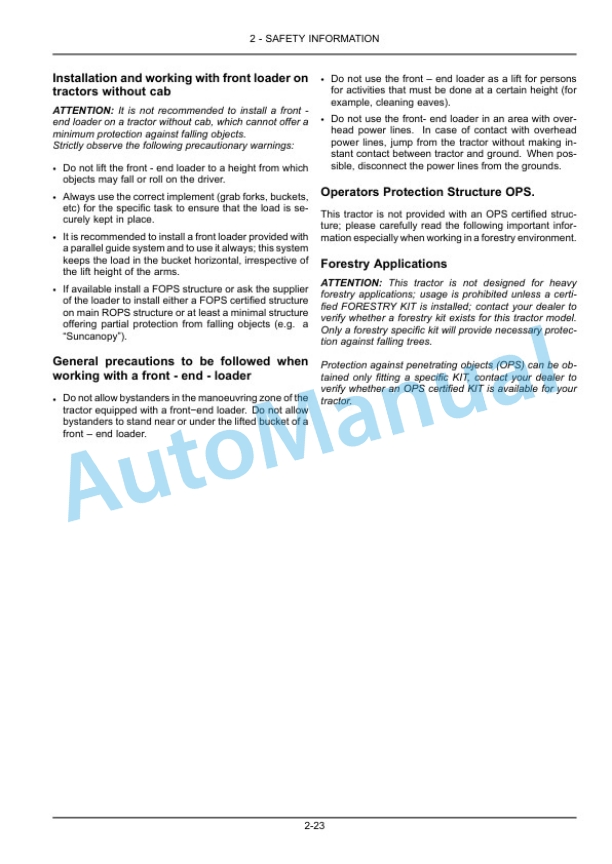 Alternative view of New Holland TD3.50 Tractor Operation and Maintenance Manual 48153455