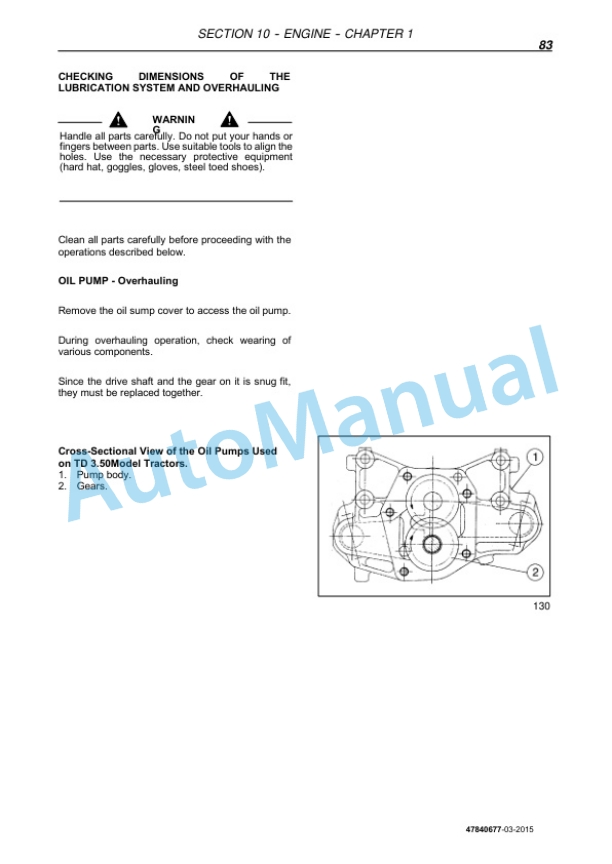 Alternative view of New Holland TD3.50 Tractor Service Manual 47840677