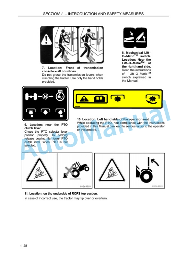 Alternative view of New Holland TD4020F, TD4030F, TD4040F Tractor Operation and Maintenance Manual 47924706