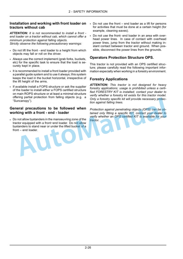 Alternative view of New Holland TD4.80F, TD4.90F, TD4.100F Tractor Operation and Maintenance Manual 51560219