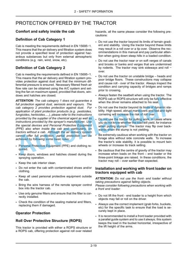 Alternative view of New Holland TD4.90F Tractor Operation and Maintenance Manual 47918153