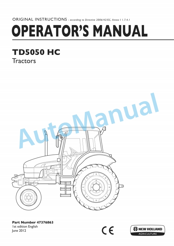 New Holland TD5050 HC Tractor Operation and Maintenance Manual 47376863