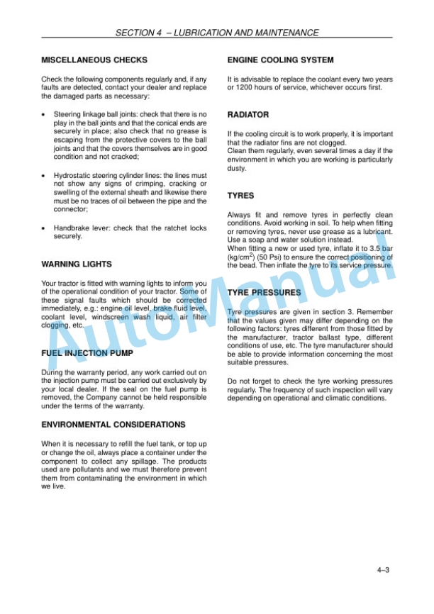 New Holland TD60D, TD70D, TD80D, TD90D, TD95D Tractor Operation and Maintenance Manual-4
