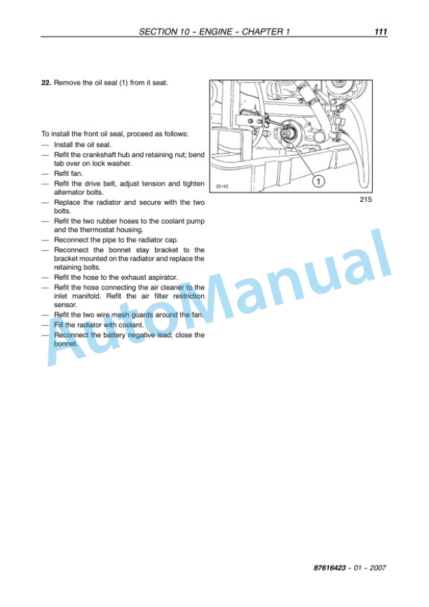 Alternative view of New Holland TD60D, TD70D, TD80D, TD90D, TD95D Tractor Service Manual 87616423